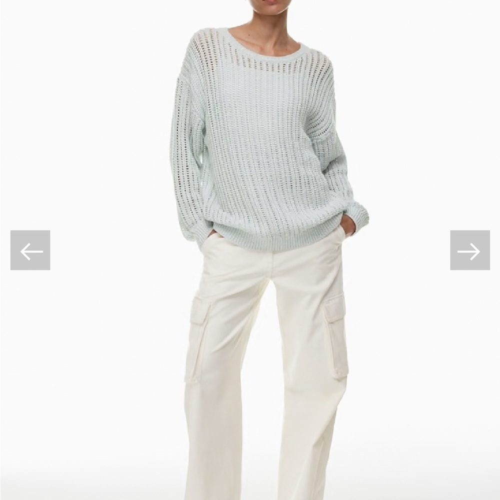BNWT Wilfred Afterglow Sweater Glacier Blue Knit Crew Nck Sweater Cotton Medium - Picture 2 of 15